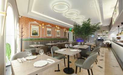 Зал с открытой кухней