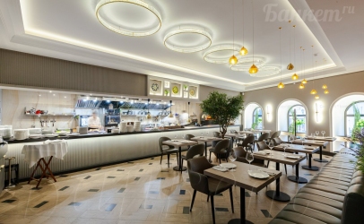 Зал с открытой кухней