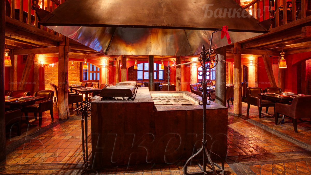 Зал с мангалом — Ресторан Бочка