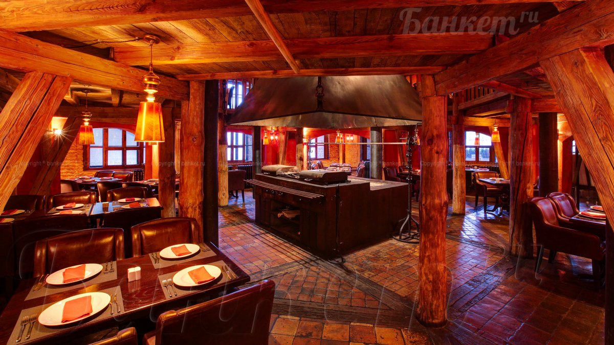 Зал с мангалом — Ресторан Бочка