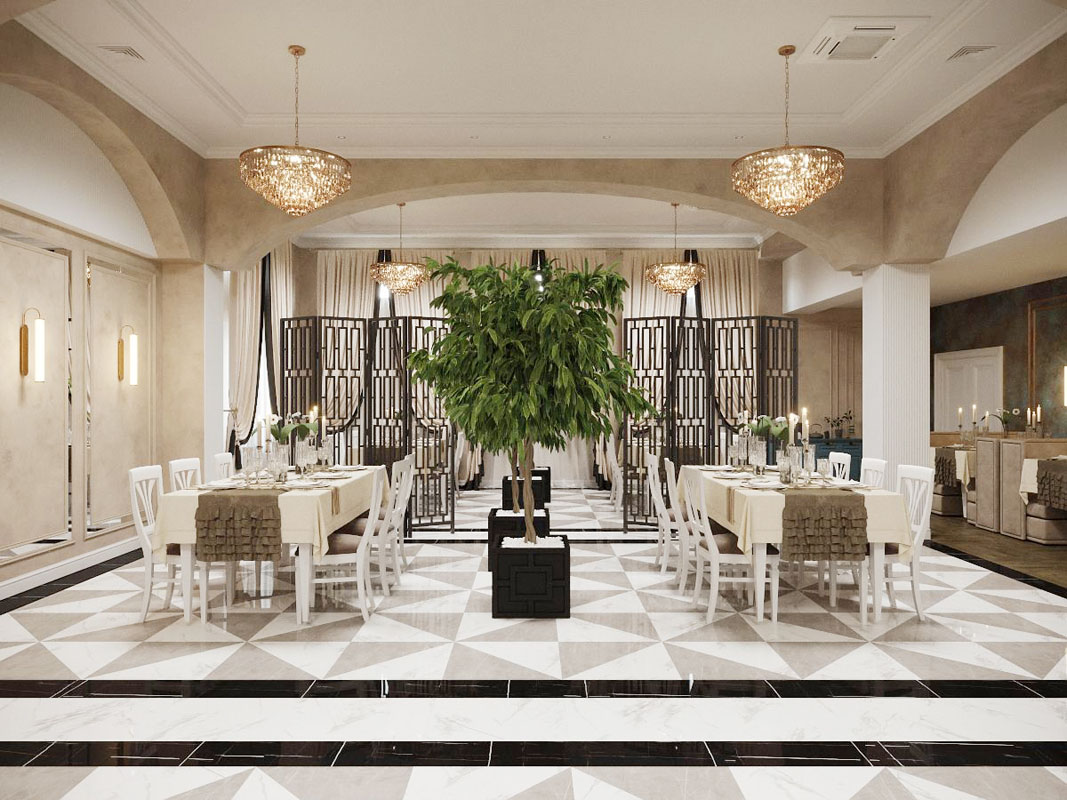 Ресторанно-гостиничный комплекс Тет-а-тет — Белый зал, фото банкетного зала