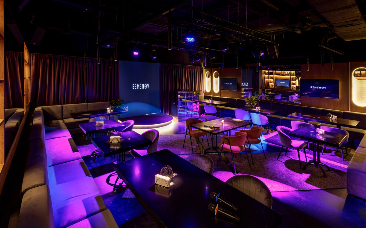 Караоке Semenov в Столешниковом переулке — Общий зал караоке, фото банкетного зала
