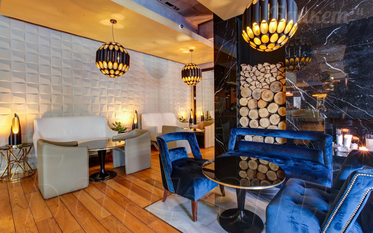 Зал один, лауж зона, зона с камином, бар — фото 30